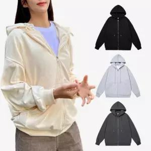 [아이에스이랩]남자 여자 오버핏 데일리 무지 후드집업 I3JK022