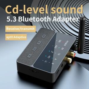 블루투스 5.3 송신기 리시버 어댑터 자동차 스피커용 AUX RCA 잭 오디오 음악 지지대 Aptx AAC SBC HD LL 3