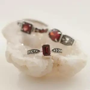 [제이로렌]바이데이지 가넷 원석 마카사이트 실버 반지 (3 type) Br0304