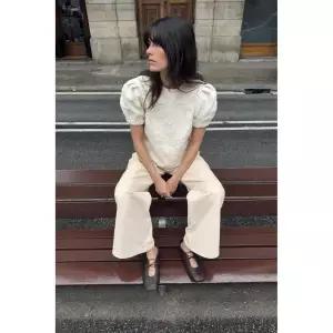 [국내배송] 자라 ZARA 벌룬 슬리브 니트 탑 - 크림 957425