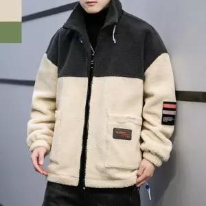 [아이에스이랩]겨울 패치 배색 양털 플리스 후리스 집업 I4JK095Q