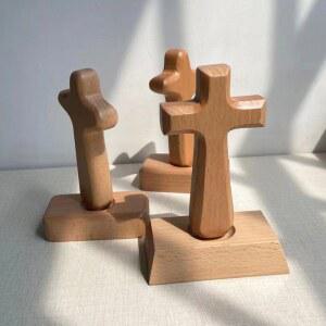 나무 원목 기도 실내 교회장식 십자가 탁상용