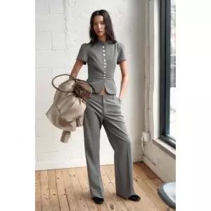 [국내배송] 자라 ZARA 핀 스트라이프 로우라이즈 팬츠 - 다크 그레이 957269