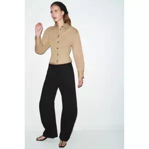 [국내배송] 자라 ZARA 소프트 터치 타이트핏 셔츠 - 샌드 956766