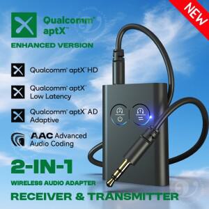 2in 1 aptX Bluetooth 5.4 오디오 수신기 송신기 aptX-Adaptive AD/HD/LL AAC 3.5MM AUX HiFi 음악 멀티포