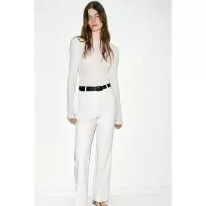 [국내배송] 자라 ZARA 벨티드 스트레이트 팬츠 - 크림 957512