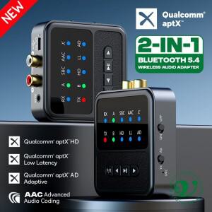 2in 1 aptX Bluetooth 5.4 오디오 송신기 수신기 3.5MM AUX RCA aptX-Adaptive AD/HD/LL AAC HiFi 스테레오