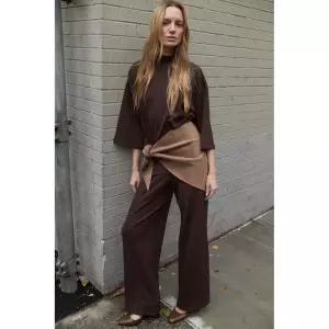 [국내배송] 자라 ZARA 기본 피케 팬츠 - 다크 브라운 957772