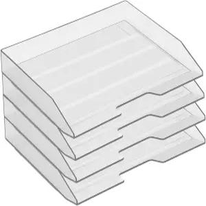 Acrimet 4단 종이 정리함 편지 트레이 플라스틱 적층 가능 책상 파일 사무실 폴더 홀더용 측면 적재 용지