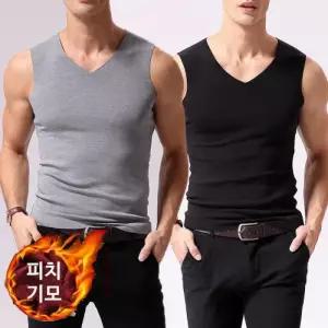 [옷자락]남자 피치기모 보온 민소매 이너템 내복 겨울 티셔츠