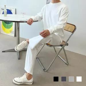 [옷자락]남자 민무늬 U넥 일자핏 맨투맨 바지 세트
