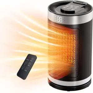 소형 공간 히터 실내용 온도 센서가 장착된 휴대용 전기 디지털 디스플레이 1-12시간 타이머 에코 및 팬