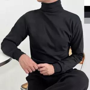 [옷자락]남자 보들보들 베이직 코튼 폴리 목폴라 긴팔 티셔츠