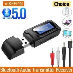 블루투스 5.0 오디오 송신기 수신기 LCD 디스플레이 USB 3.5MM AUX RCA 스테레오 무선 어댑터 동글 PC TV