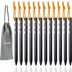 알루미늄 합금 텐트 말뚝 반사 풀 로프가 있는 12팩 접지 캠핑 해먹용 경량 금속