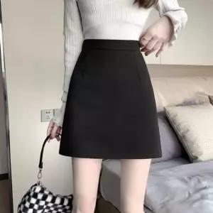 모직스커트 하이웨스트 겨울 모직 롱 치마 기본 A라인