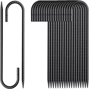 MSWY 철근 스테이킹 12인치 20팩 J 후크 접지 헤비 듀티 체인 링크 펜스 아연 도금 앵커 금속 텐트