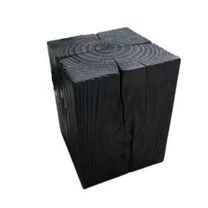 탄화 스툴체어 블랙 스툴 통나무 블랙우드 우드 광장 카페