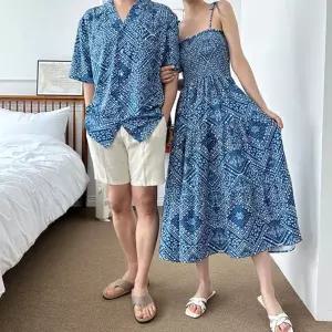 여름 커플 룩 시밀러룩 휴양지 민소매 여성 여름 원피스 패턴 신혼여행 오버핏 바캉스 남성 웨어 반팔 비치