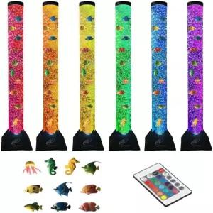 라이트어헤드 초대형 4피트 LED 버블 가짜 물고기 튜브 - 10개의 부유 20가지 색상 효과가 있는 감각