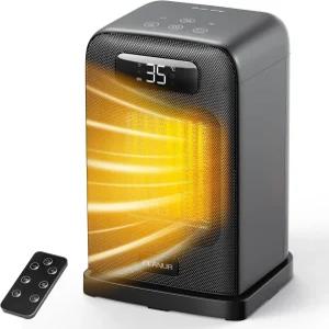 실내용 FLANUR 스페이스 히터 리모컨 온도 조절기 LED 디스플레이 과열 및 팁 오버 보호 기능이 있는 1500W