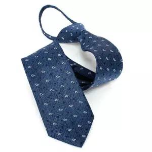 [옷자락]남자 페이즐리 도트 블루 자동 지퍼 넥타이