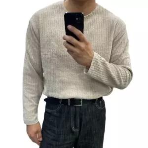 [옷자락]남자 U넥 벨루어 롱슬리브 골지 가을겨울 티셔츠 니트