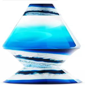 스펜서 라바 램프 - 17인치 블루 에이게이트 오리지널 모션 화이트 왁스와 투명 액체 프린트 베이스 및