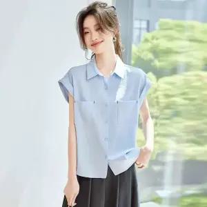 손오천 여친 여름 루즈핏롱 셔츠 오피스 톱 데일리룩 포켓 가오리핏 KUK2