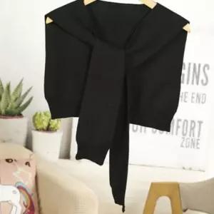 (다올)어깨숄 니트 블랙솔리드 레이어드 케이프 4002B