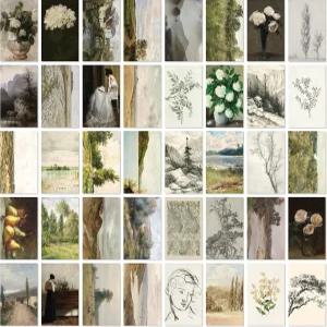 97 데코 빈티지 월 아트 - 벽 장식을 위한 40개의 프린트 프랑스 컨트리 콜라주 키트 풍경화 침실용 자연