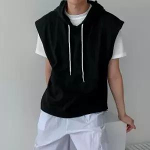 [옷자락]남자 빅사이즈 SS 캐쥬얼 후디 트랙수트 드로우코드 조끼