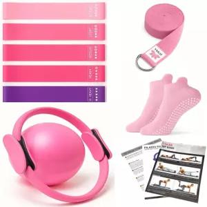 YXILEY 필라테스 링 서클 세트 - 가정용 운동 기구 여성 부티 밴드 스트레칭 다리 팔과 허벅지를 위한 미니