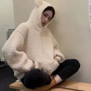 루즈핏 여성 뽀글이 집업 후리스 여성 뽀글이 후드 데일리 겨울