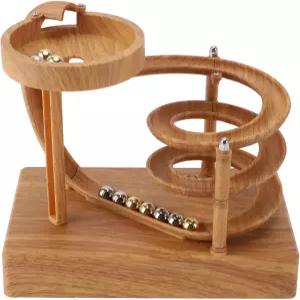 유니르 영구 운동 기계 키네틱 아트 장치 시뮬레이터 논스톱 롤링 볼 과학 물리 장식 교육용 우드 그레인