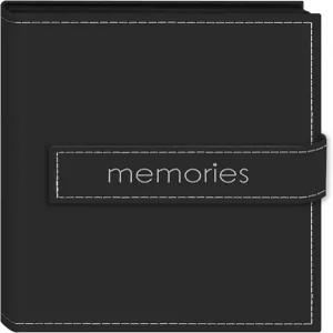 파이오니어 사진 앨범 36 포켓 4 x 6 인치 자수 Memories 스트랩 바느질 가죽 커버 미니 블랙
