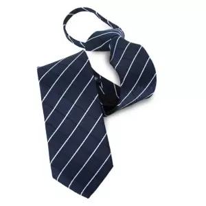 [옷자락]남자 자동 네이비 옆면 사선 실버 자크 모양 넥타이