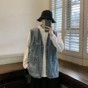 [다잇템]남자 여름 빈티지 오버핏 데님 청 베스트 조끼