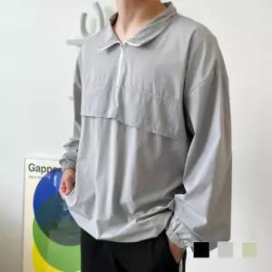 [다잇템]남자 바람막이 지퍼 배색 아노락 긴팔 티셔츠