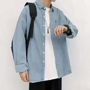 [옷자락]남자 커플룩 빅사이즈 FW 여자 나들이 데님셔츠