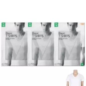 [옷자락]남자 반소매 3매 코튼 100 이너웨어 흰색 유넥 티셔츠