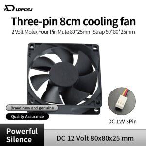 LDPCSJ 8025 3핀 8cm 냉각 컴퓨터 PC 무 25mm 팬 80 12V 케이스 4핀 몰렉스