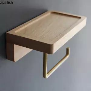 나무 냅킨 홀더 스토리지 선반 거실 단단한 비 천공 종이 타월 랙 벽 티슈 상자 화장지 디스펜서