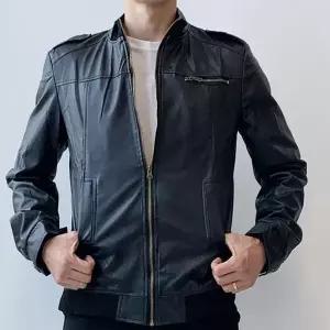 검정색 멋쟁이 남성 패션 라이더 자켓 가죽 점퍼 잠바