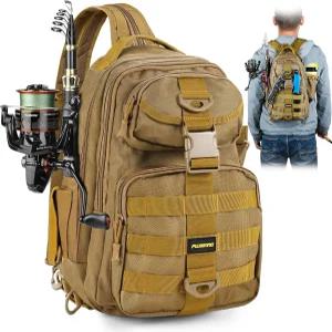 플러스이노 낚시 백팩 태클백 막대 홀더가 있는 방수 남성에게 이상적인 선물