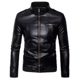 [다잇템]남자 슬림핏 지퍼 포인트 블랙 라이더 자켓