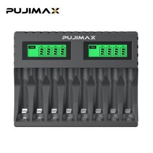PUJIMAX 8슬롯 배터리 충전기 적합한 1.2V AAA/AA 충전식 단락 보호 LED 디스플레이 NiMH/NiCd