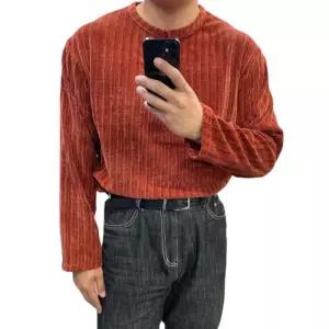 [다잇템]남자 가을겨울 헨리넥 벨벳 골지 티셔츠 니트