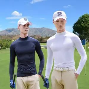 [다잇템]남성 골프웨어 반목티 슬림핏 긴팔이너 티셔츠