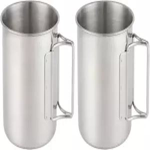 접이식 손잡이가 있는 히카루 스테인리스 스틸 캠핑 머그잔 야외 컵 2종 세트 660ml/22.3온스 배낭여행